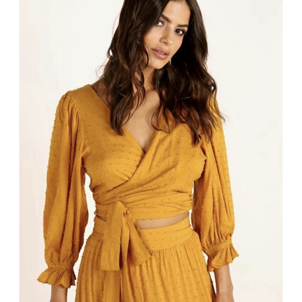 Auguste The Label Frida Ocher Mustard Crop Blouse Size US 14